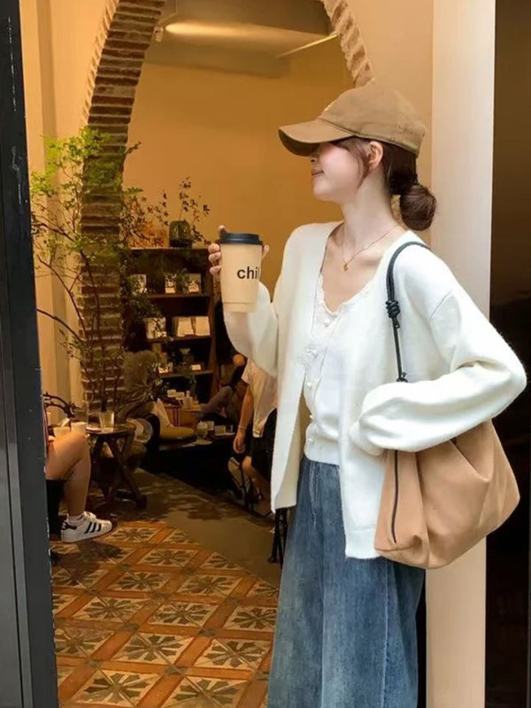小香风针织套装女2025新款早秋季紫色毛衣外套开衫吊带背心两件套|undefined