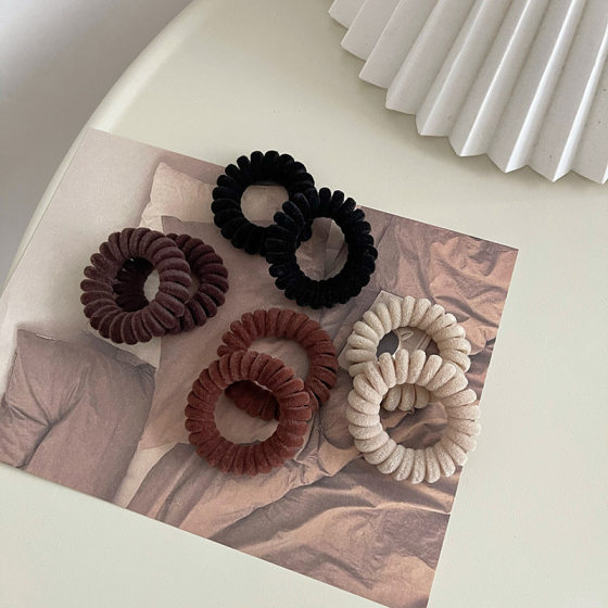 Simple Hair Rope Hair Accessories Flocking Telephone Line Hair Rope Girls Internet Popular Rubber Band Korean Headwear Hair Ring Leather Cover