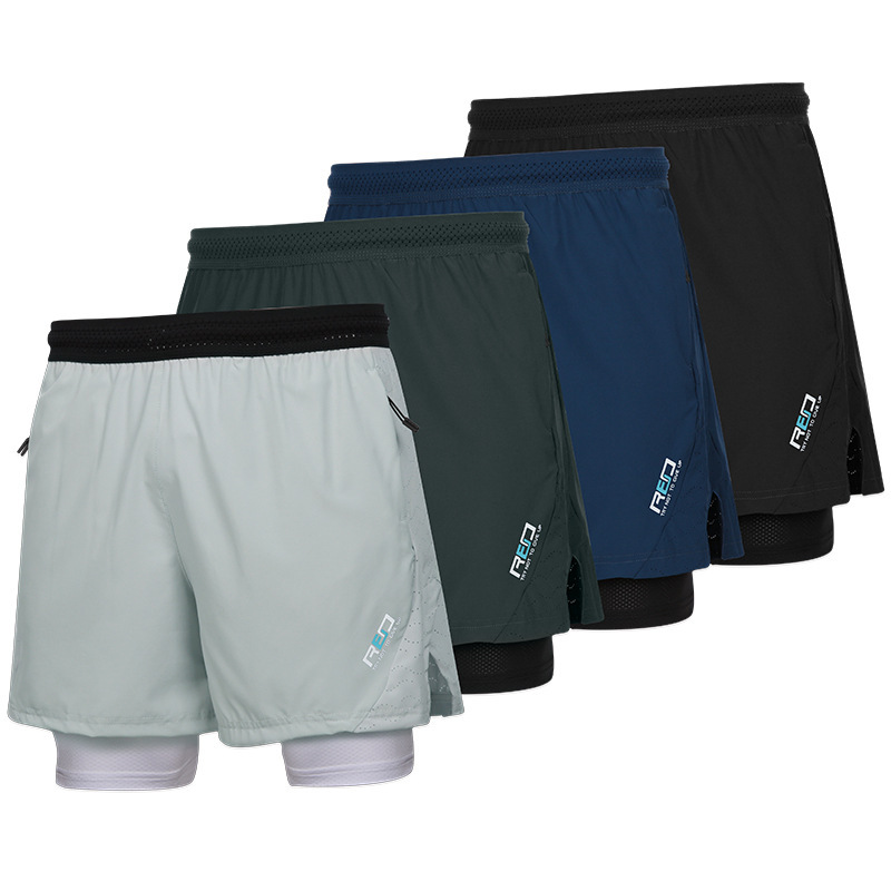 Running Shorts Men's Professional Marathon Track and Field Triple Pants Quick-drying Lining Anti-running Two-in-one Fitness Training Pants