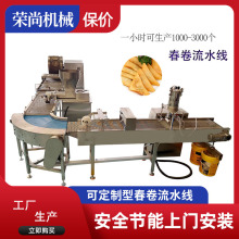 全自动春卷流水线自动完成摊皮注馅折叠卷制成型一体弹簧卷