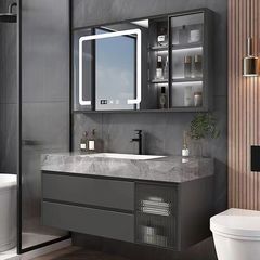 モダンインテリジェントネット赤トイレ浴室キャビネット岩板シームレスセラミック一体洗面台洗面台洗面キャビネットセット
