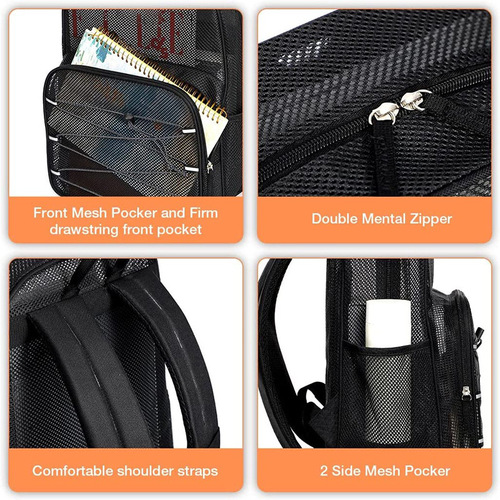 Cross-border Amazon mesh backpack swimming fitness sports mesh bag breathable mesh laptop bag beach bag