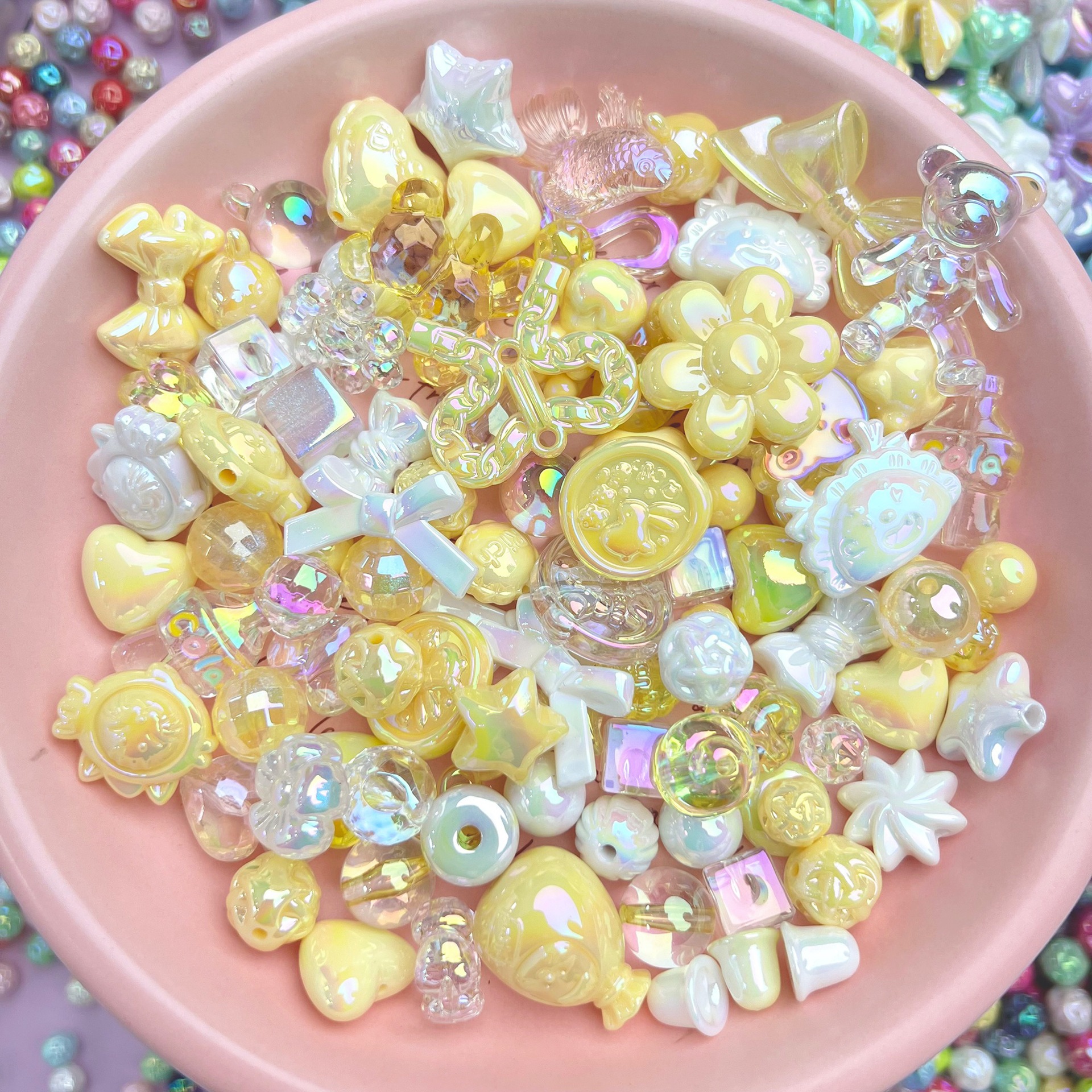 電気メッキUVカラー高光沢異形人魚姫穴あきビーズ手作りDIYネックレス携帯ストラップ材料パックアクセサリー