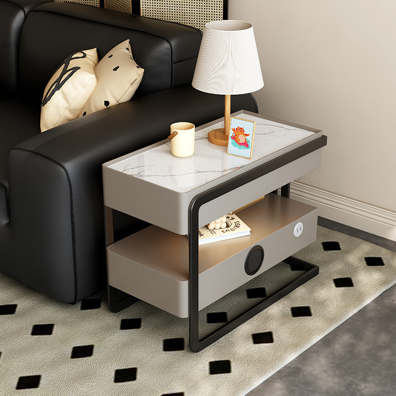 Gabinete de almacenamiento de sala de estar de lujo ligero móvil sofá de madera sólida gabinete lateral de mesa de té casero gabinete lateral de sofá gabinete lateral