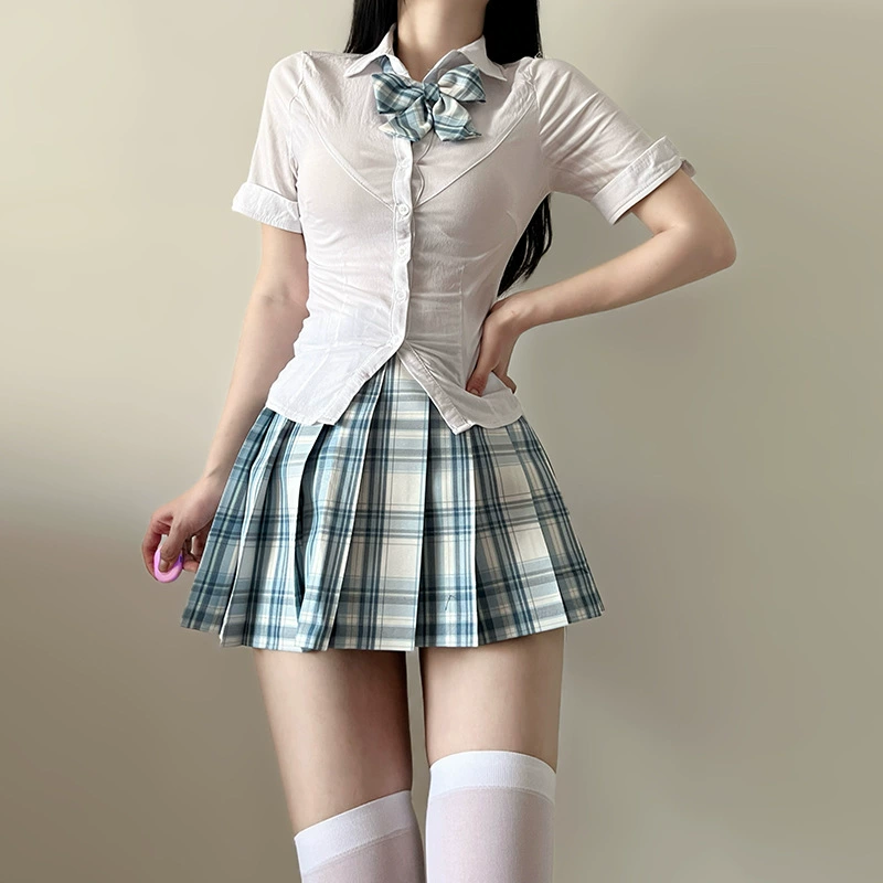 Платье? Нет. The input is a skirt. Translate: "Genuine summer student pleated skirt, high waist"