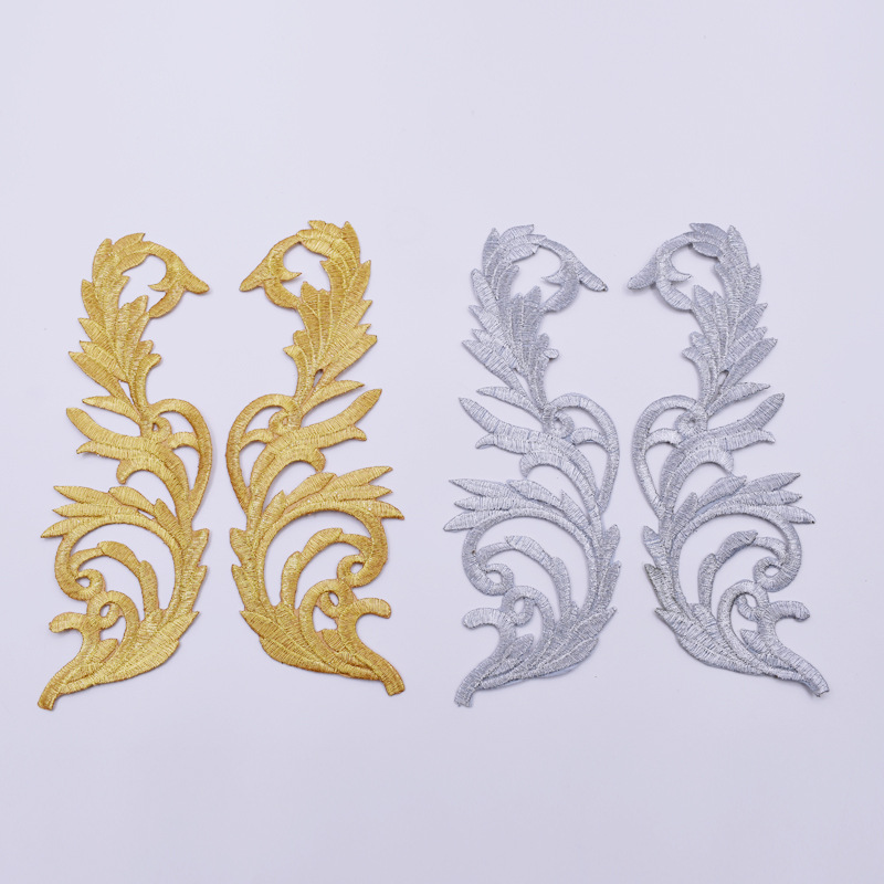 新品 DIY材料舞台礼服古装民族刺绣布贴大小祥云金银色 4681#烫花