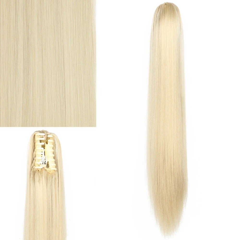 Haarverlängerungen Clip-On Pferdeschwanzperücken für Frauen Langes Haar Simulationshaar Langes glattes Haar Internet-Promi-Pferdeschwanz-Clip-On-Perücken_voghion.com