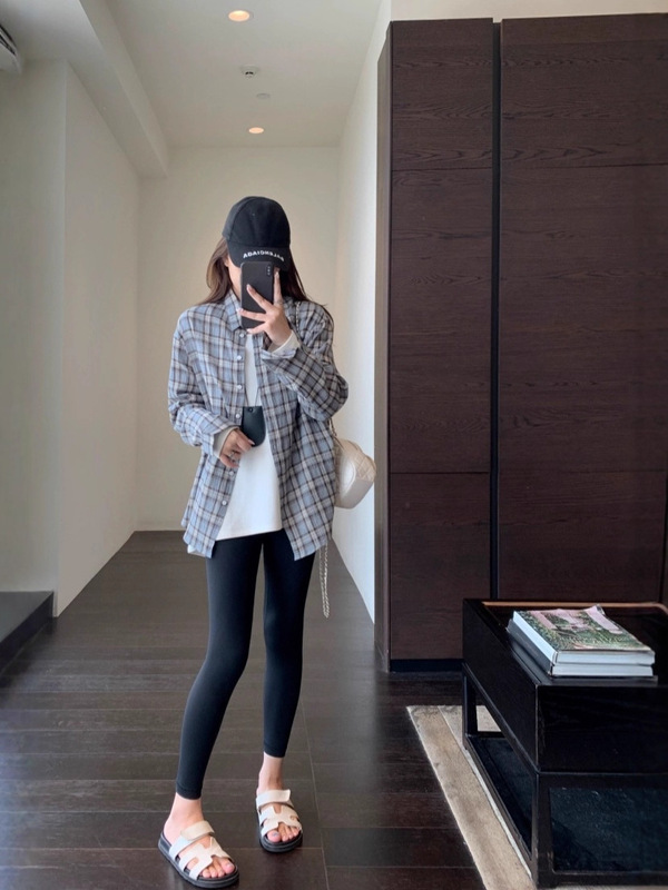 慵懒时髦oversize宽松藏肉显瘦格子衬衫薄款上衣女夏百搭休闲衬衣|undefined