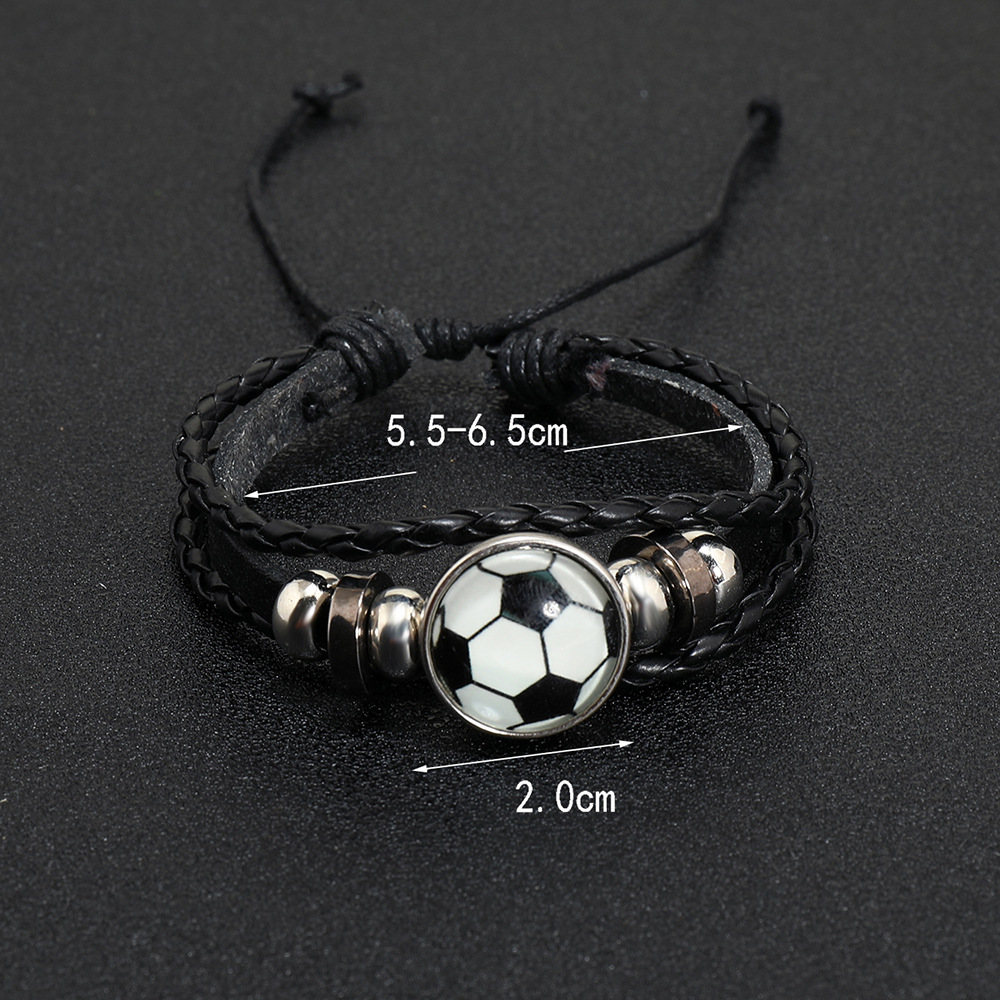 Punk Streetwear Geometric Football Pu Leather Alloy Men's Bangle display picture 2