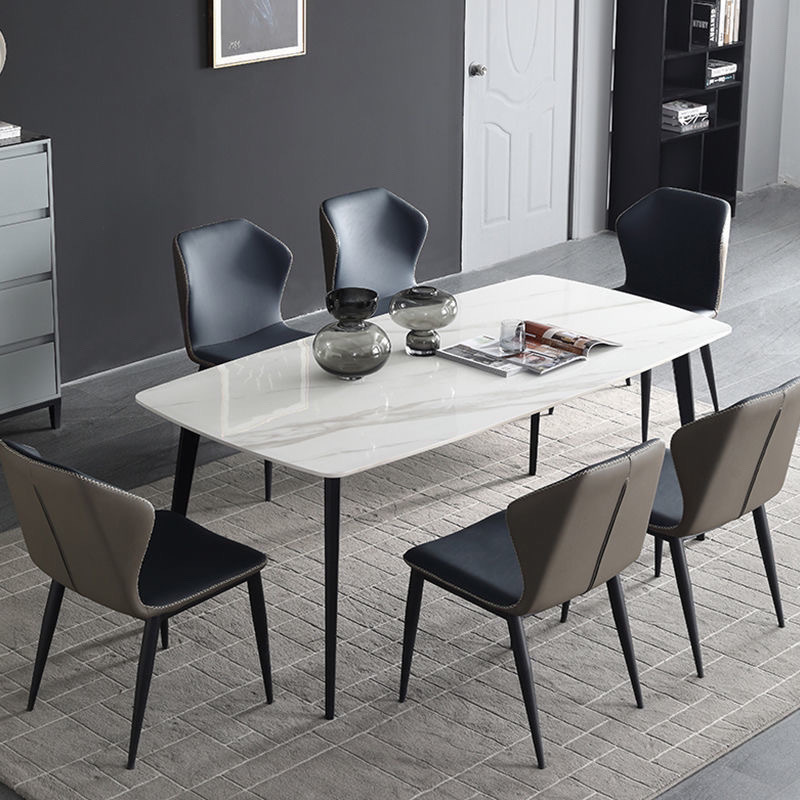 Mesa de comedor de pizarra para uso doméstico mesa de comedor de apartamento pequeño moderno simple y ligero rectángulo de lujo juego de mesa y silla de comedor brillante de alta gama