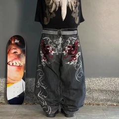 国境を越えた欧米のレトロなアメリカのゆるい刺繍のストレートな流行の街のダンスのヒップホップのジーパンのhiphopのズボン