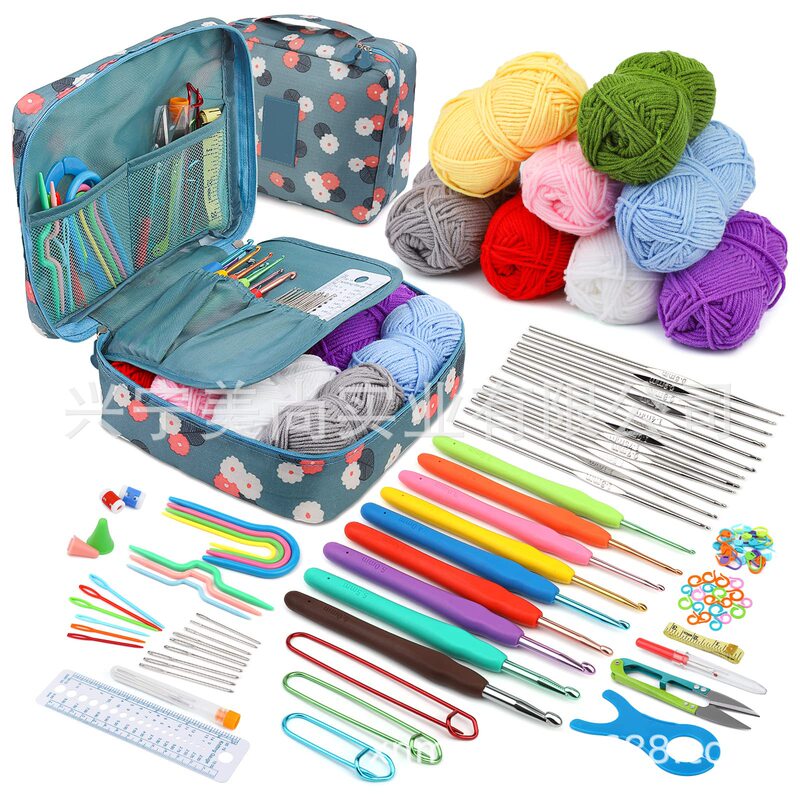 103 Piece Set Beginner Crochet Starter Kit with Crochet Wool and Crochet Accessories Adult Crochet Yarn Set 103 Piece Set Beginner Crochet Starter Kit with Crochet Wool and Crochet Accessories Adult Crochet Yarn Set
