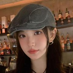 日系复古水洗做旧牛仔前进帽女小众时尚休闲画家报童帽鸭舌贝雷帽