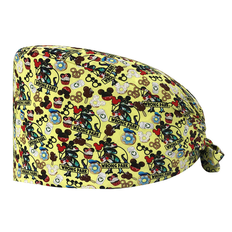 Venta caliente de Europa y América Mickey casquillo de la enfermera médico tapa de impresión de algodón puro sombrero de trabajo de exportación de comercio exterior en la acción al por mayor