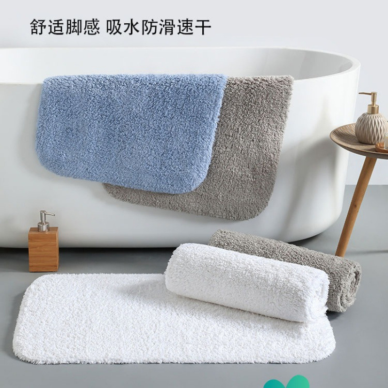Thick Tufted Bathroom Absorbent Floor Mat, Non-Slip Foot Mat for Bathroom Door, Five-Star Hotel Quality, Machine Washable