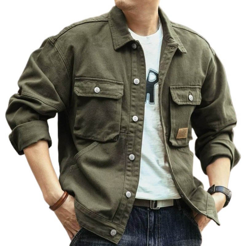 Retro Denim Jacket Men's Workwear Jacket Handsome Autumn And Winter Loose Denim Clothing_voghion.com