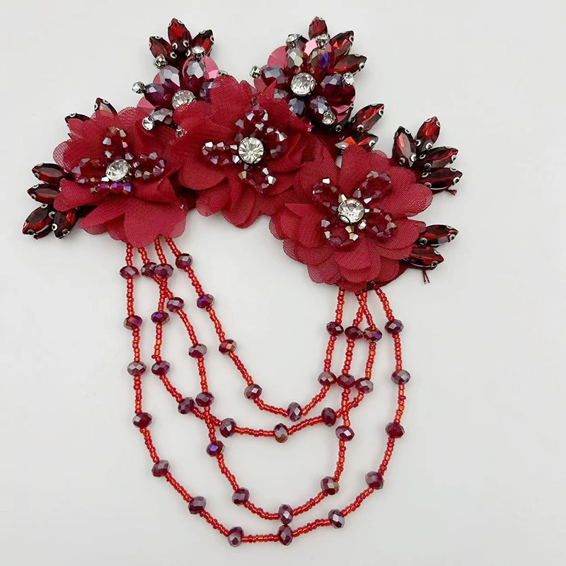 Декоративная нашивка ручной работы 2025: бисерный цветок, тканевый аппликационный цветок, цветочный кисть для платья, украшение в китайском стиле, для рукоделия и DIY