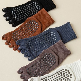 Adult Pilates Socks Non-Slip Five-Toe Socks Women's Split-Toe Mid-Calf Socks Breathable Fitness Sports Dance Yoga Socks