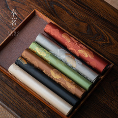 織錦茶席雲松新中式 桌旗防水茶旗 西陣織茶桌布茶墊干泡巾茶