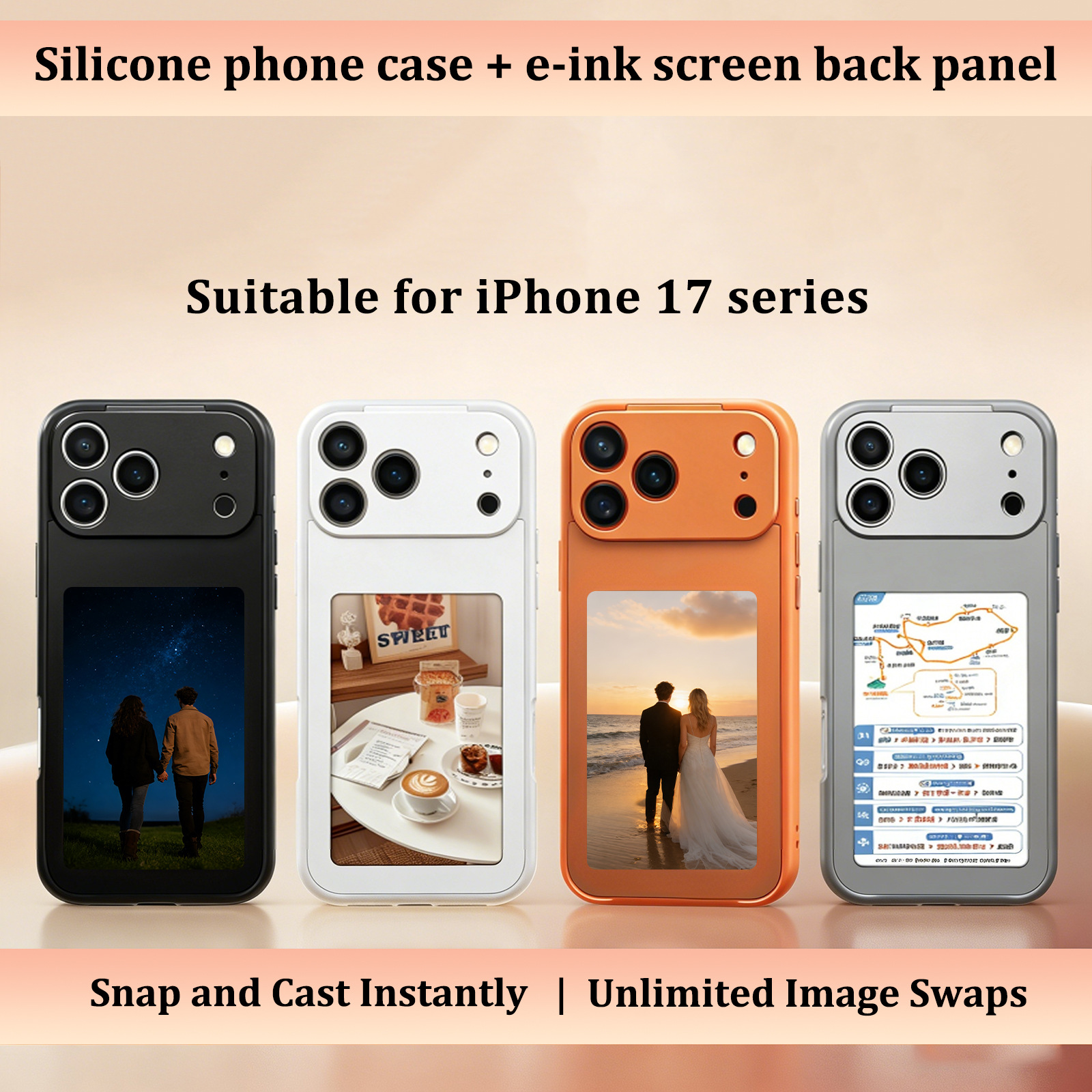 Ai Intelligent Ink Screen Nfc Projection Phone Case Compatible with Apple Mobile Phone, Four Color DIY Protective Shell
