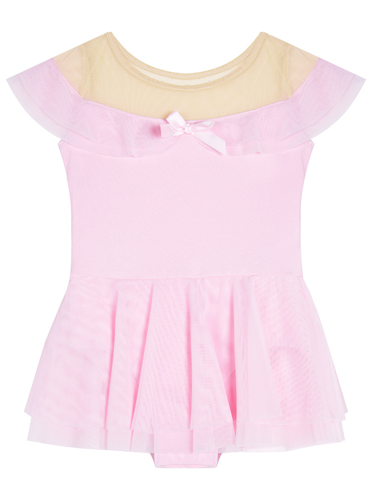Ropa de baile para niños, vestido de una pieza de red con un hombro de verano, vestido de danza clásica de danza china, vestido de baile de práctica para niñas