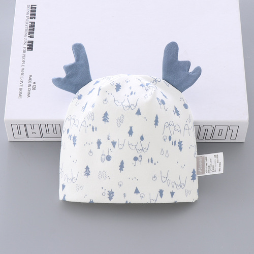 New born baby spring and autumn new hat double layer cartoon style baby confinement hat children's head protection hat