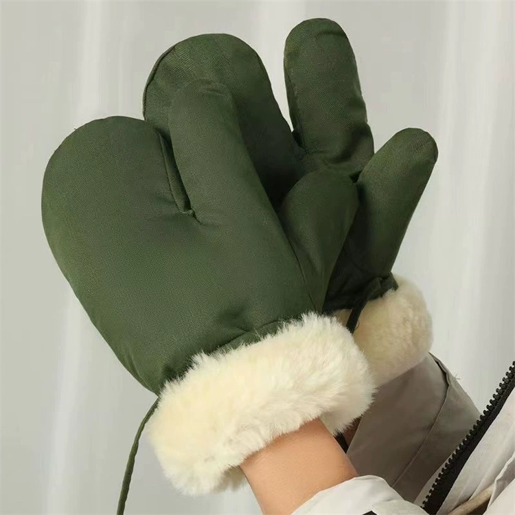 Шерстяные перчатки оптом, утолщенные на три пальца, теплые Холодостойкие меховые перчатки для мужчин и женщин