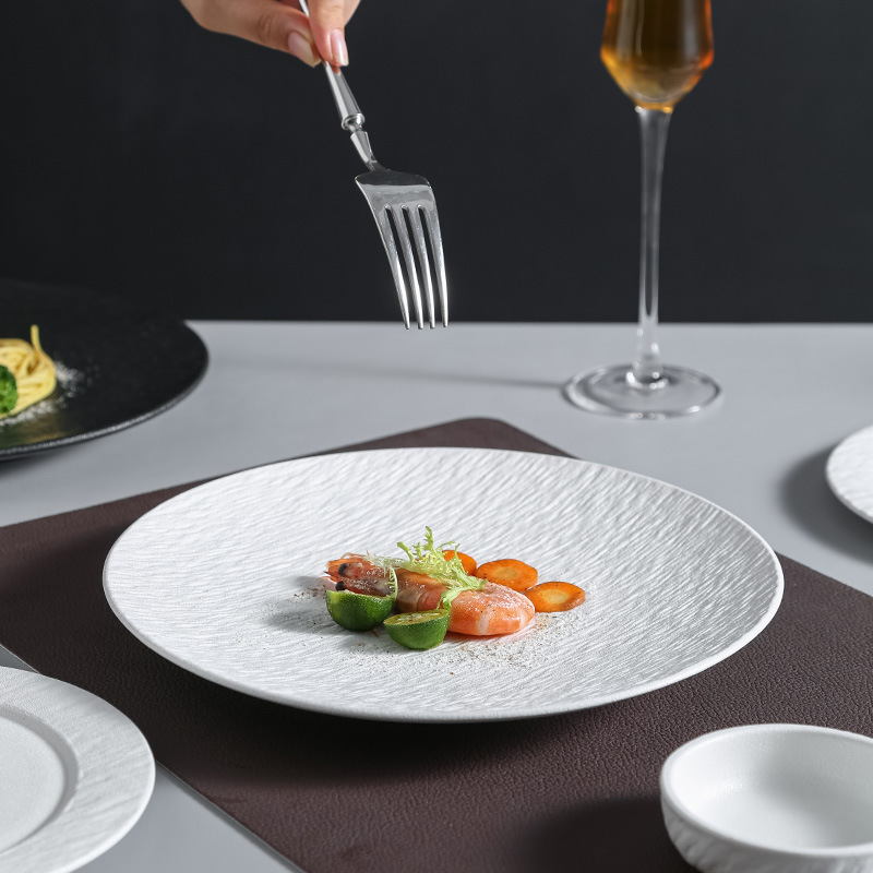 Ceramic Plate High-End Round Plate Shallow Plate Household 2024 New High Temperature Resistant Plate Large Dish Plate Spit Bone Plate