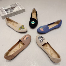 圆头百搭单鞋女2023新款飞织鞋针织王妃鞋休闲日系豆豆鞋大码女鞋