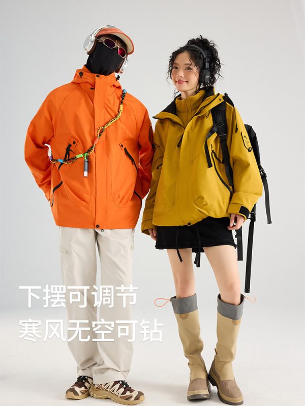 マウンテントレンドジャケット、防風防水スリーインワンダウン登山ジャケット、ベルベットサーマルジャケット、カスタムプリントロゴ|undefined