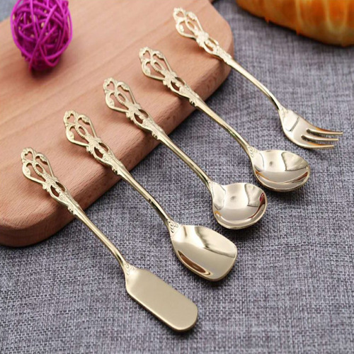 304 stainless steel hollow spoon and fork, trending tableware knife and fork spoon, court tableware coffee spoon dessert fork mooncake knife and fork