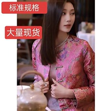 批发新中式国风盘扣短外套2025秋季新款印花高级感衬衫女装上衣潮