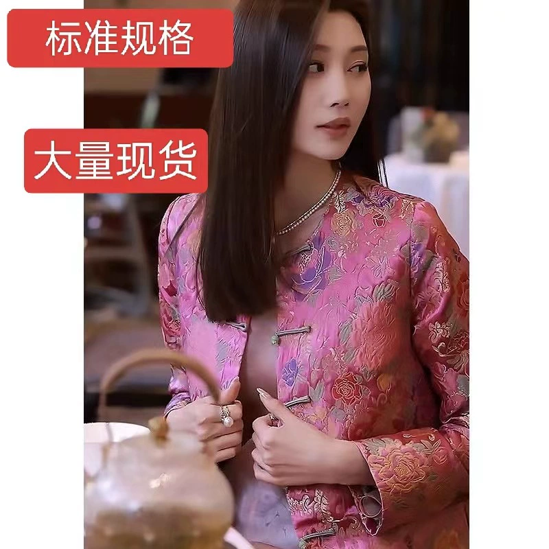 Оптовая продажа, новая короткая верхняя одежда на пуговицах в стиле шинуазри, осень 20220, новая высококачественная рубашка с принтом, модные женские топы