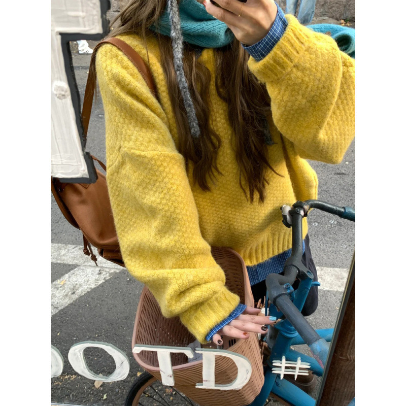 新品菠萝纹毛衣2025春季新款多巴胺软糯套头针织衫打底外穿女|undefined
