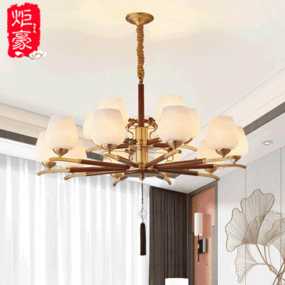 New Chinese style a chandelier Simplicity Restaurant lights Pear solid wood Chinese style hotel villa bedroom All copper a living room a chandelier