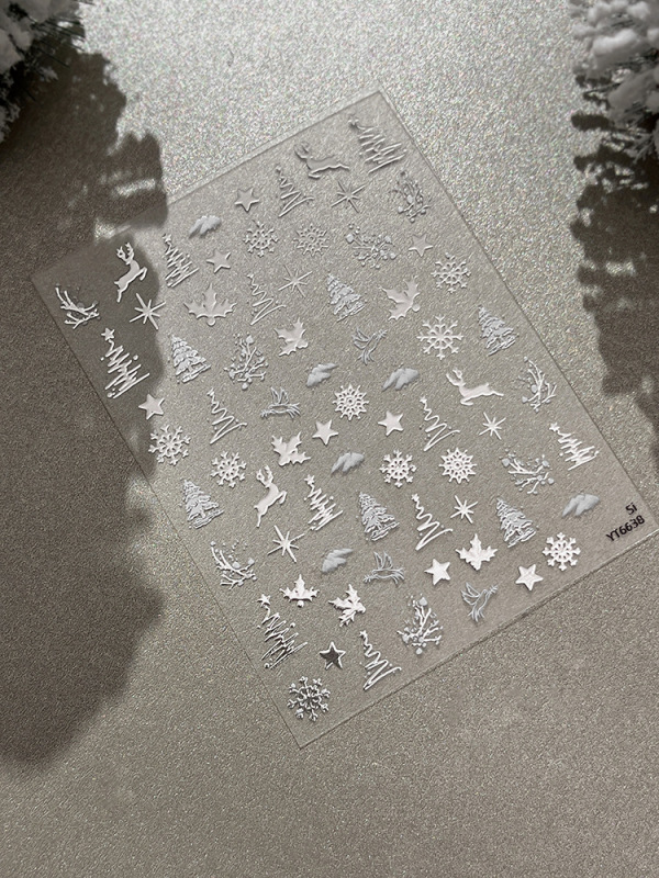 YITU蚁图烫银圣诞美甲贴纸圣诞雪花麋鹿轻奢风爆闪装饰贴纸YT6638|undefined
