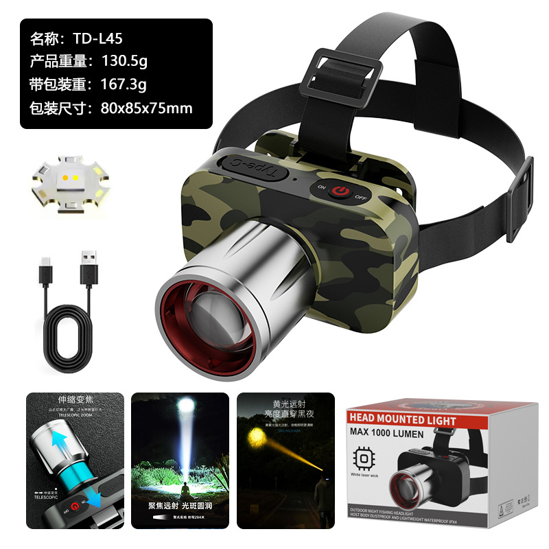 Transfronterizo nuevo faro de pesca especial recargable de larga duración tipo de luz brillante alta cabeza de pesca salvaje faro de pesca nocturna