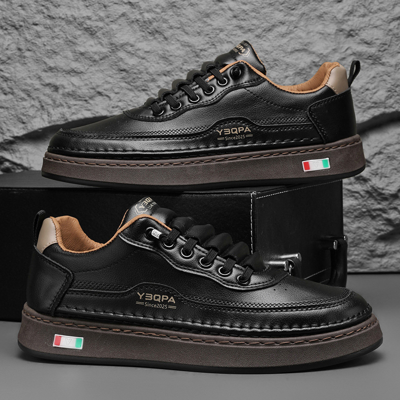 White Sneakers For Men 2025 Spring New Trendy Brand Versatile Slip-On Sports Youth Leather Casual Non-Slip Shoes_voghion.com