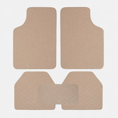 Universal Foot Pad – PVC universal car floor mats - beige-five-piece-set-black