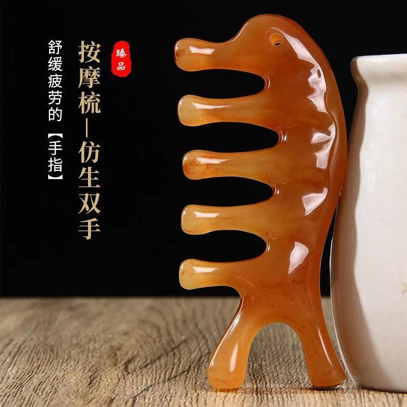 鼻を伸ばして鼻を剃る器のイルカの頭の肩首のマッサージの櫛の樹脂の檀木の大きい5歯の丸い頭の経絡の頭の皮の治療の櫛|undefined