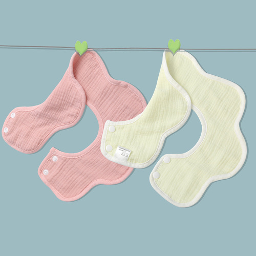 Crepe petal bib baby 360° rotating bib six-layer pure cotton gauze bib infant saliva towel