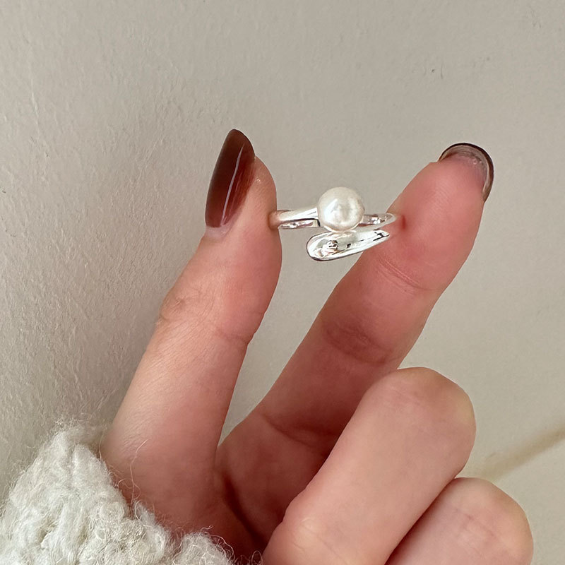 S925 Sterling Silver Pearl Ring For Women, Adjustable Open Design, High-end Fashion, Light Luxury_voghion.com