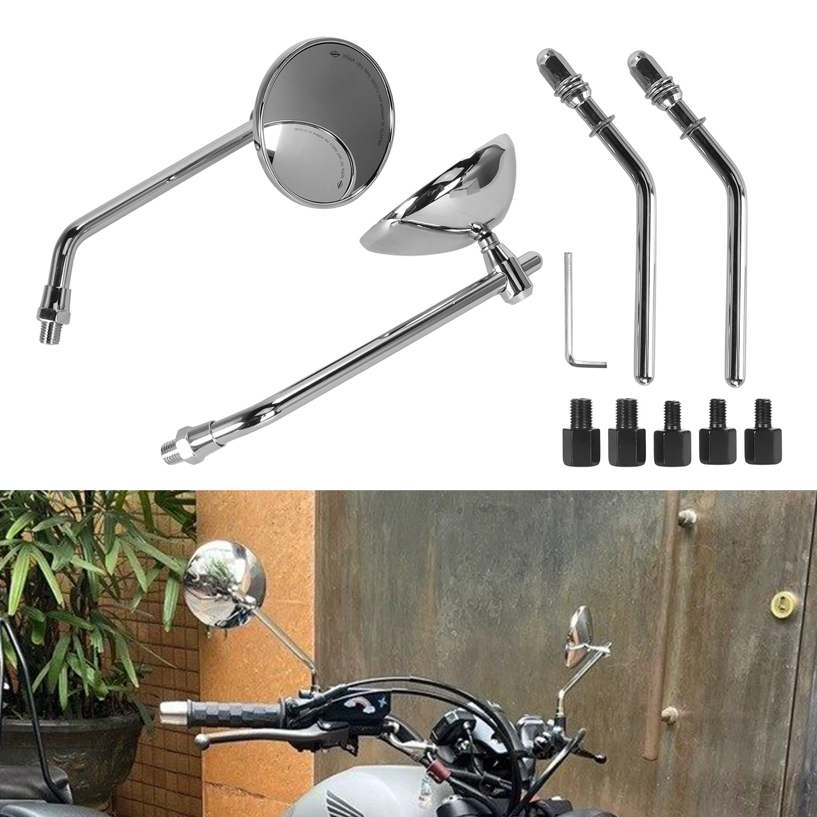 European and American Modified Harley Retro Universal Round Rearview Mirror Motorcycle Huanglong 600 Chunfeng Ktm Prince Rearview Mirror