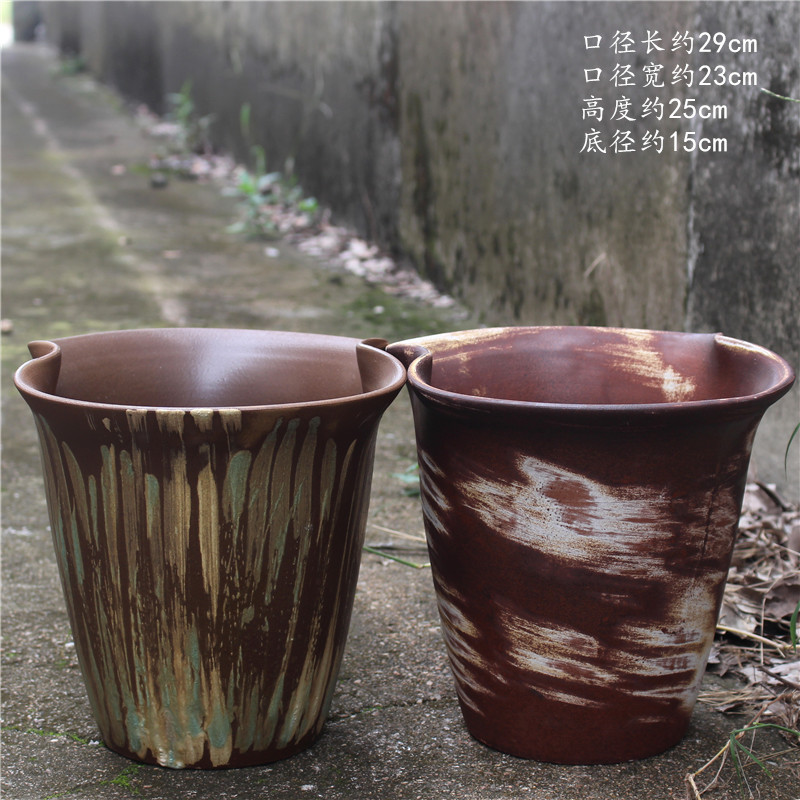 Yixing Purple Sand Flower Pot Creative Shape Desktop Balcony Green Plant Handmade Flower Pot Large Mouth Dish Type Stoneware Pot