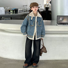 女童牛仔外套秋冬款2025新款大童儿童冬季女孩加绒加厚超好看上衣
