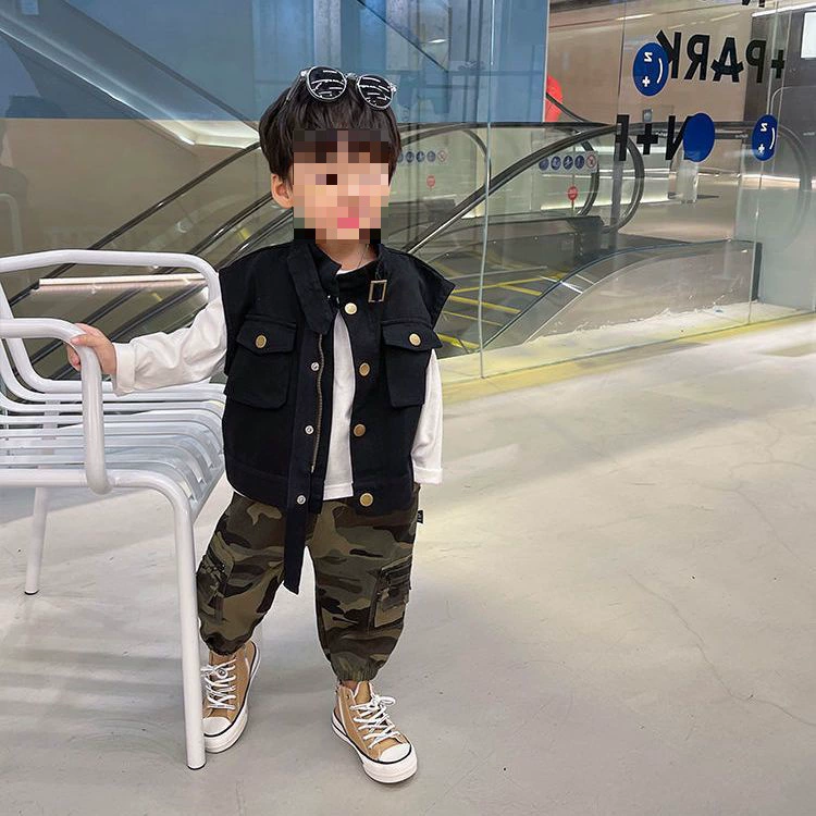 Зеленый осенний детский жилет для мальчиков, корейский стиль