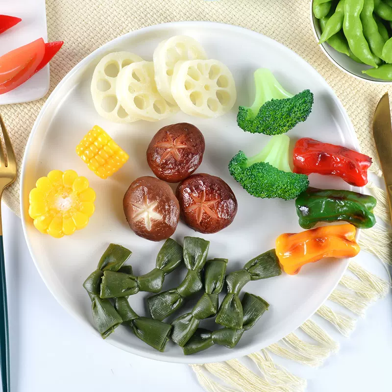 仿真蔬菜模型摆件小辣椒毛豆玉米DIY食玩认知过家家玩具摄影道具
