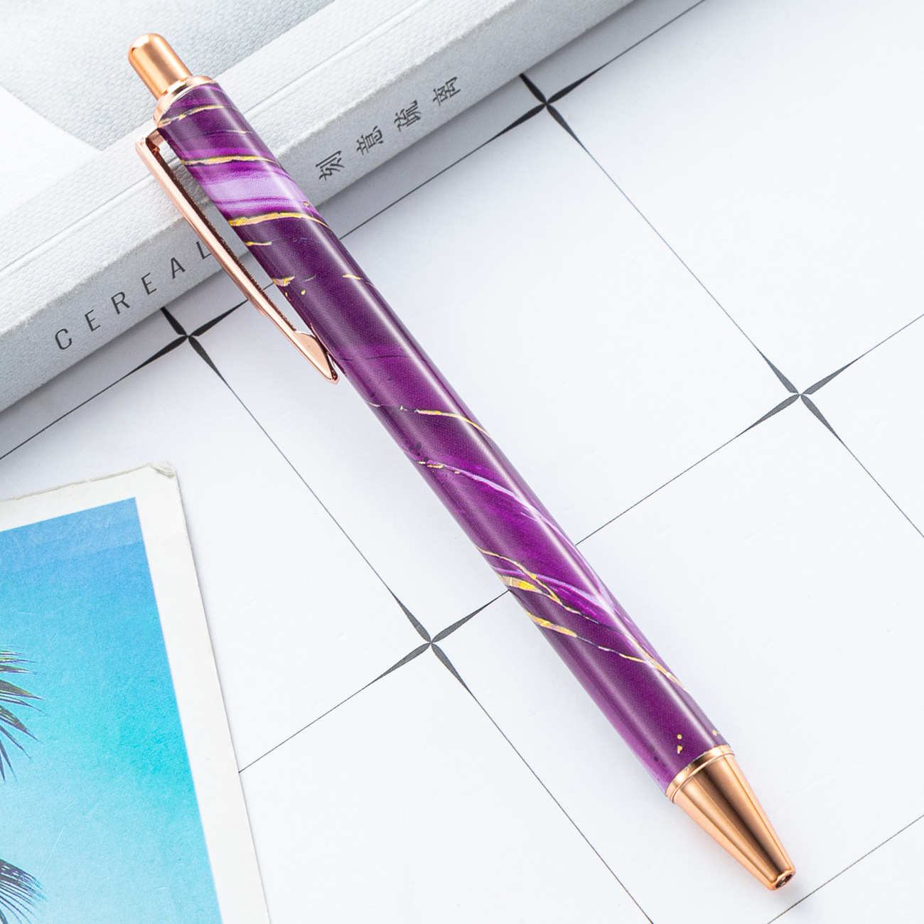 Nuevo empuje bolígrafo patrón de impresión de transferencia de calor simple prensa publicidad pluma estudiante creativo lindo escritura pluma de metal