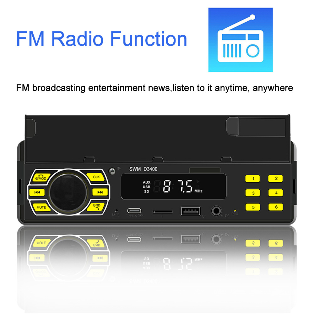 12V Universal Single-Cylinder Mp3 Mobile Phone Holder Positioning Car Bluetooth Fm Radio USB Card Player