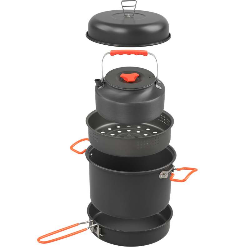 Outdoor Aluminum Alloy Binaural Steamer 1.6L Kettle Large Frying Pan Combination Portable Camping Set Cookware Outdoor Aluminum Alloy Binaural Steamer 1.6L Kettle Large Frying Pan Combination Portable Camping Set Cookware